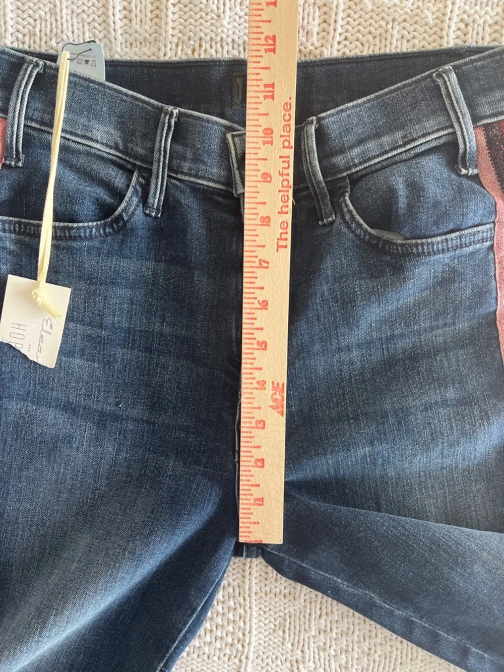 NWT MOTHER The Hustler Ankle Jeans in Here Kitty Kitty Glitter Racer Sz 28 - Picture 10 of 15